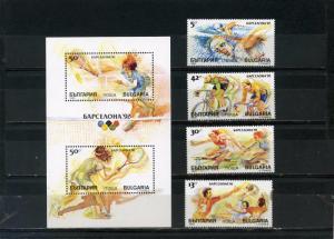 BULGARIA 1990 SUMMER OLYMPIC GAMES BARCELONA SET OF 4 STAMPS & S/S MNH