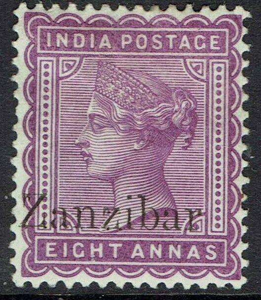 ZANZIBAR 1895 QV INDIA 8A 