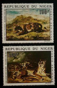 Niger C215-C216 / 1973 Delacroix Lion & Tiger Painting Stamps / MNH