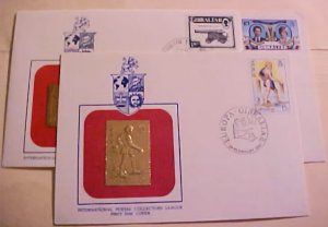 GIBRALTAR GOLD FOIL FDC 1981 X 2,1987 3 DIFF