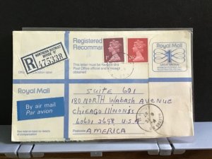 U.K 1987  Registered Letter Air Mail to America stamps cover R31622