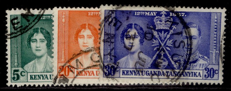 KENYA UGANDA TANGANYIKA GVI SG128-130, CORONATION set, FINE USED. 