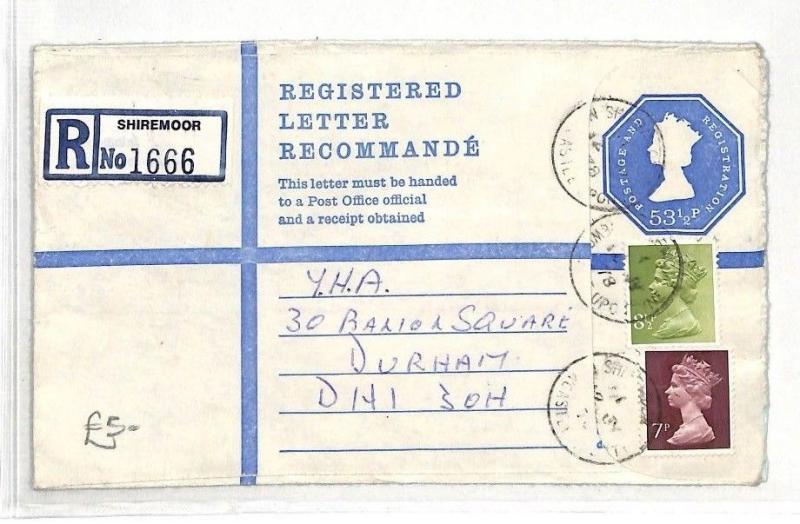 GB MACHIN Cover NORTHUMBS *Shiremoor* Registered Stationery {samwells}AN204 