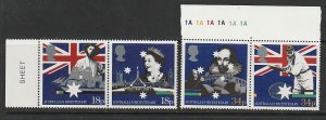 1988 Great Britain -Sc 1223a,1225a - MNH VF - 2 pairs - Australia Bicentennial