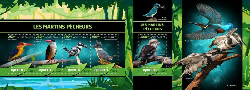 Z08 IMPERF DJB190608ab Djibouti 2019 Kingfishers MNH ** Postfrisch