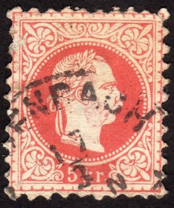 1867, Austria 5Kr, Used, Sc 29