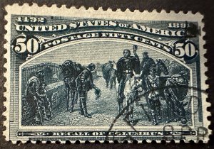 US# 240 Columbian Expostition 1893 50c used CV $200