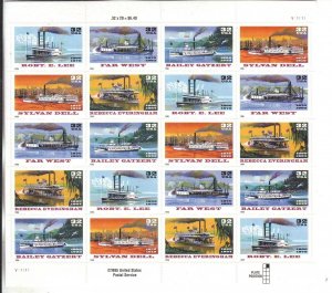 3091-95b Riverboats 32 c special Die cut variety Sheet of 20. SCV $180.00