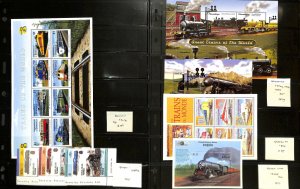 Trains Railroad Locomotives on Stamps Topical Collection, MNH Mint NH (BU)