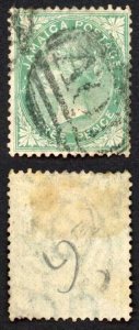 Jamaica SG10 3d Green Wmk CC Kingston Type G Pmk