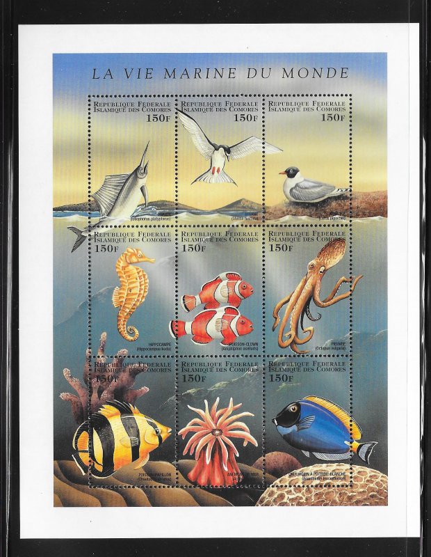 FISH - COMORO ISLANDS #828  SHEET OF 9  MNH