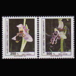 TURKISH-CYPRUS 1991 - Scott# 296-7 Orchids Set of 2 NH