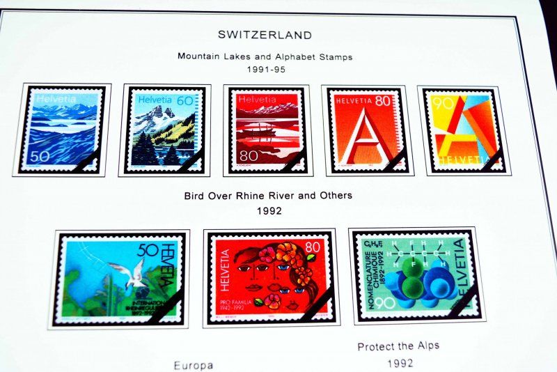 COLOR PRINTED SWITZERLAND 1843-2010 STAMP ALBUM PAGES (213 illustrated pages)