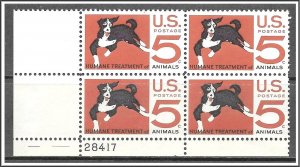 US Plate Block #1307 Humane Treatment of Animals MNH