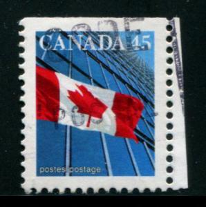 1362as Canada 45c Flag, used bklt sgl