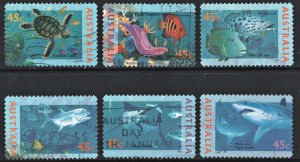 Australia SC#1466-1471 45¢ Marine Life Singles (1995) Used