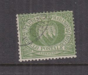 SAN MARINO, 1892 45c. Green, used. 