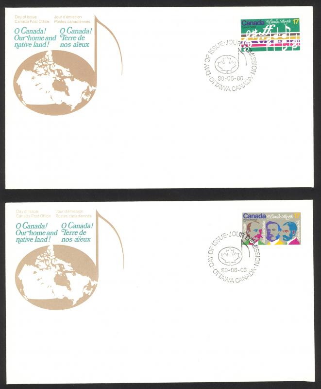 Canada Sc# 857-858 FDC Set/2 (singles) 1980 06.06 O Canada Centenary