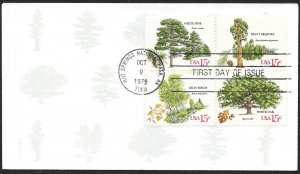 UNITED STATES FDC 15¢ Trees BLOCK 1978 Harris