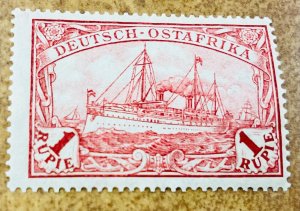 German  East Africa 1916  # 39 1 Rupee.  Red  Yacht issue mint NH