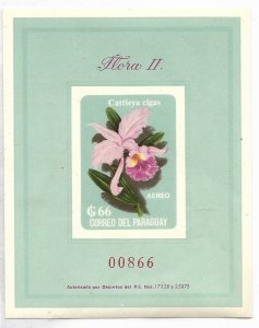 PARAGUAY 1963 FLOWERS CATTLEYA CIGAS FLORA AIRMAIL SOUVENIR SHEET MINT NH C315