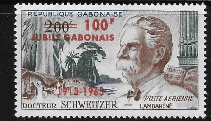 Gabon 1963 Arrival of Dr Albert Schweitzer Surcharged Sc C11 MNH A203