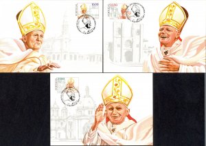 Portugal Sc# 1539-1541 Maximum Card FD Cancel 1982 12.13 Papal Visit