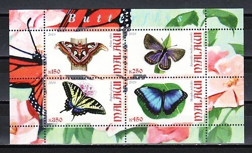 Malawi, 2010 Cinderella issue. Butterflies, sheet of 4.