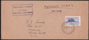 COOK IS 1966 cover to NZ with 4d Churchill overprint ex Rarotonga..........B2755