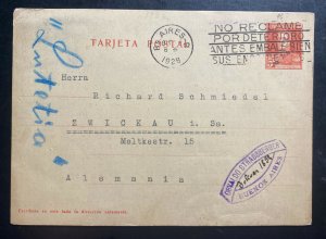 1928 Buenos Aires Argentina Stationery Postcard Cover To Zwickau Germany