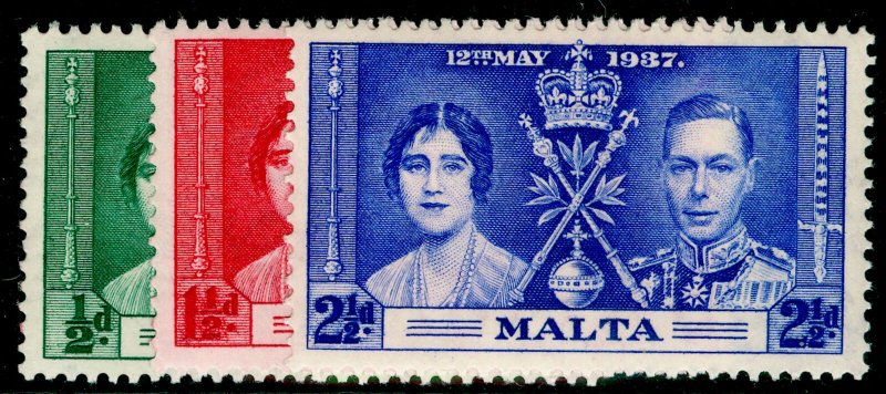 MALTA SG214-216, COMPLETE SET, NH MINT. CORONATION.