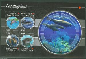 TOGO 2015  DOLPHINS  SHEET  MINT NEVER HINGED