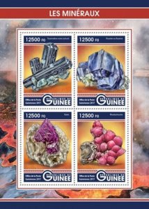 Guinea - 2017 Minerals on Stamps - 4 Stamp Sheet - GU17209a