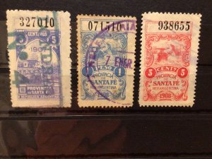 Province of Santa Fe Argentina 1908  Revenue stamps Ref 58965