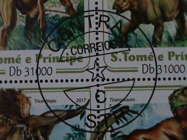 ​ST. THOMAS- 2017- PREHISTORY ANIMALS-DINOSAURES-CTO-LARGE SHEET VF LAST ONE