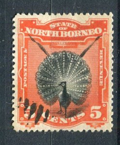 NORTH BORNEO; 1890s early classic Pictorial issue fine used 5c. value