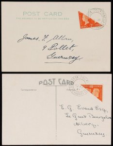 GREAT BRITAIN - GUERNSEY 1941 German Occup bisect Provisional Postcard & PPC.