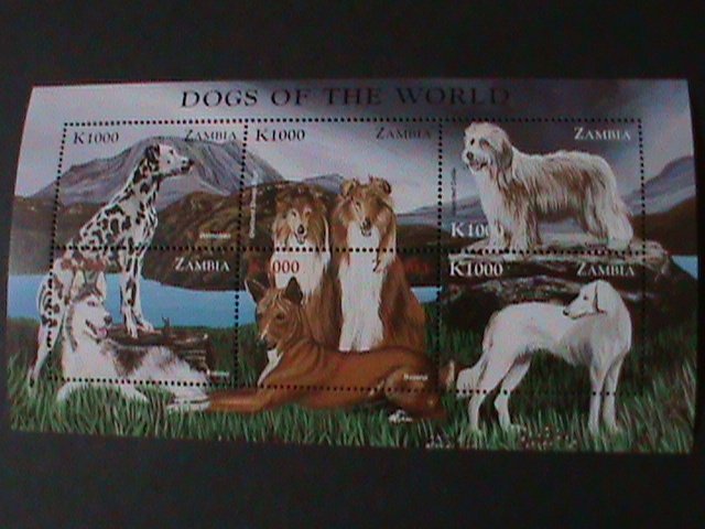 ZAMBIA- WORLD FAMOUS LOVELY DOGS MNH-S/S VF LAST ONE WE SHIP TO WORLD WIDE