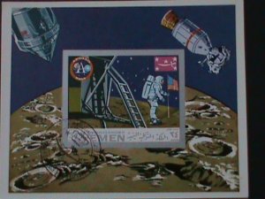 ​YEMEN-APOLLO-NASA-FIRST MAN ON MOON -CTO-IMPERFS/S VERY FINE FANCY CANCEL