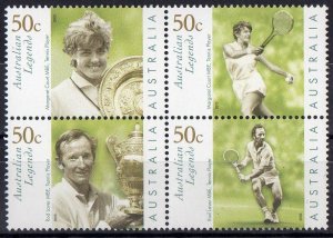 Australia 2003 Tennis Legends - Laver & Court  Block of 4 MNH