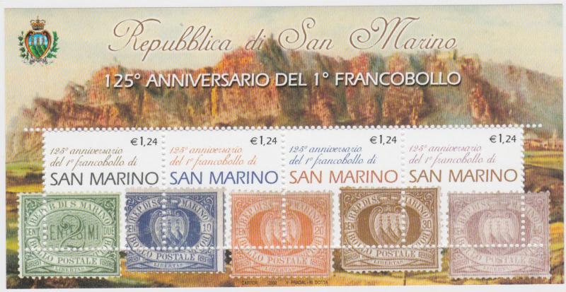SAN MARINO 2002 125th Anniv. of the 1st Stamp of San Marino Sheetlet MNH / B1773