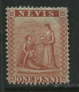 Nevis 1876 1d vermilion unused no gum