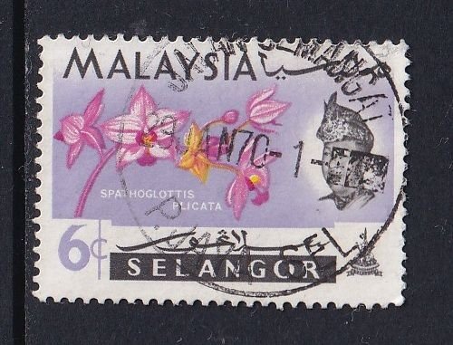 Malaysia Selangor  #124  used 1965 orchids 6c