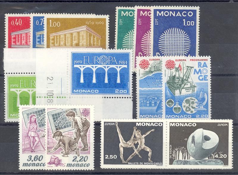 Monaco lot of Europa issues Mint NH  VF