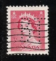 Canada #327  perfin