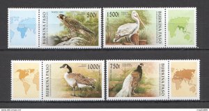 1996 Burkina Faso Fauna Birds #1406-9 Michel 19 Euro Mnh Fat042 