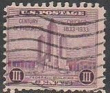 U.S. 729, 3¢ FEDERAL BUILDING AT CHICAGO. USED, F. (694)