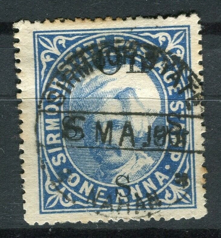 INDIA; SIRMOOR 1885-90s early Raja Parkash local issue fine used 1a. value