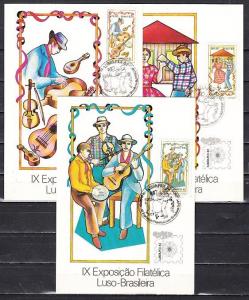 Brazil, Scott cat. 1820-1822. Lubrapex Stamp Expo. Musicians. Maximum Cards. ^