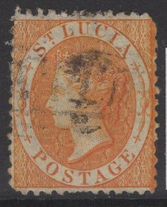 ST.LUCIA SG14b 1864 1/= ORANGE p12½ USED